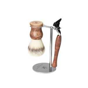 ACCA KAPPA  Shaving Set With Stand Synthetic Fibres Brush – „Mach 3“ Razor – Set četka za brijanje od sintetičkih vlakana i Mach 3 braon