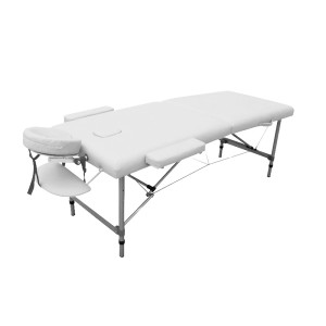 LIBRINI Masažni Ležaj Sklopivi Prenosivi Beli - Alu